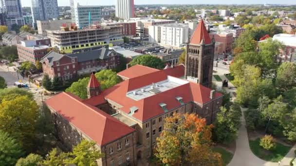 Champaign University Illinois Altgeld Hall Uiuc Flygfoto — Stockvideo