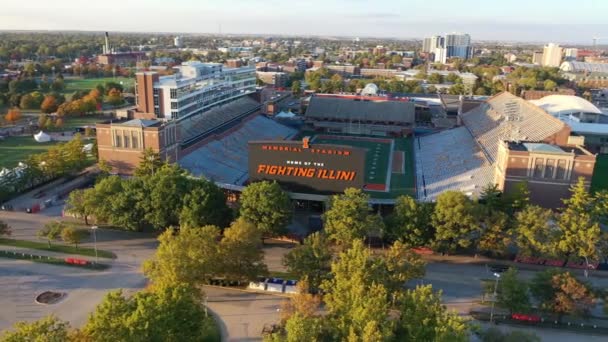 Champaign Πανεπιστήμιο Του Illinois Memorial Stadium Uiuc Αεροφωτογραφία — Αρχείο Βίντεο