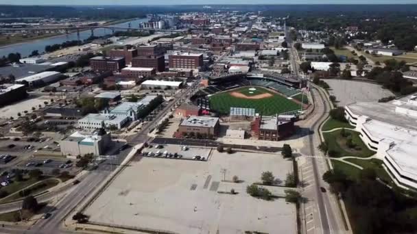 Peoria Illinois Downtown Dozer Park Brien Field Aerial View — Stok video