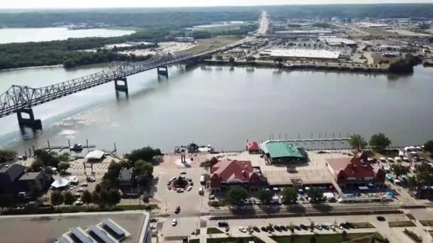 Peoria Illinois Centro Città Vista Aerea Illinois River Bridge — Video Stock