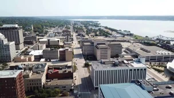 Peoria Illinois Vista Aérea Paisaje Increíble Centro Ciudad — Vídeos de Stock