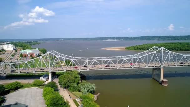 Peoria Illinois Aerial View Illinois River Bridge Downtown — Stock video