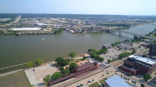 Peoria Illinois Centro Ciudad Vista Aérea Illinois River — Vídeo de stock