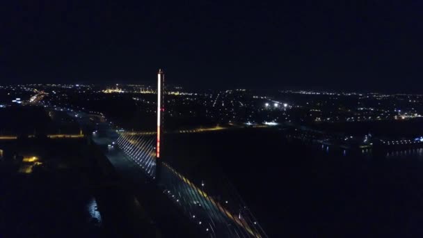 Toledo Night Ohio Aerial View Veterans Glass City Skyway Maumee — Videoclip de stoc