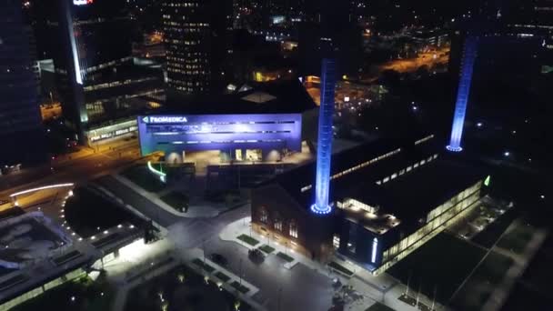 Toledo Timp Noapte Ohio Vedere Aeriană Parc Promenadă Centru — Videoclip de stoc