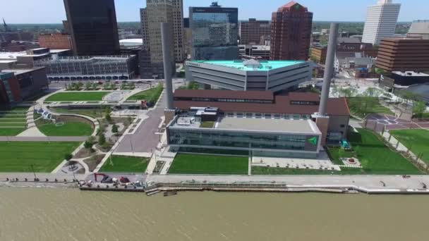 Toledo Ohio Widok Powietrza Śródmieście Rzeka Maumee — Wideo stockowe