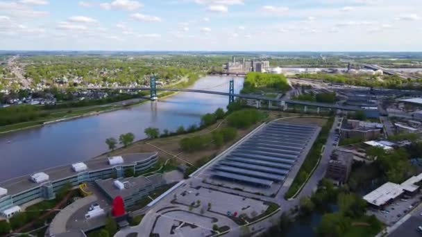 Toledo Ohio Aerial View Anthony Wayne Bridge Maumee River — Stock video