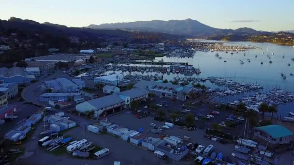 Sausalito Califórnia Baía São Francisco Yacht Harbor Vista Aérea — Vídeo de Stock
