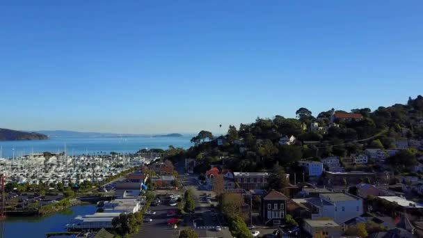 Sausalito Califórnia Centro Cidade Vista Aérea Baía São Francisco — Vídeo de Stock