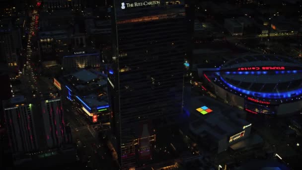 洛杉矶的夜晚 市中心 加利福尼亚 空中景观 城市灯光 — 图库视频影像