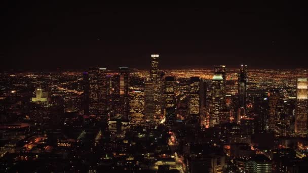 Los Ángeles Noche California Vista Aérea Luces Ciudad Centro Ciudad — Vídeos de Stock
