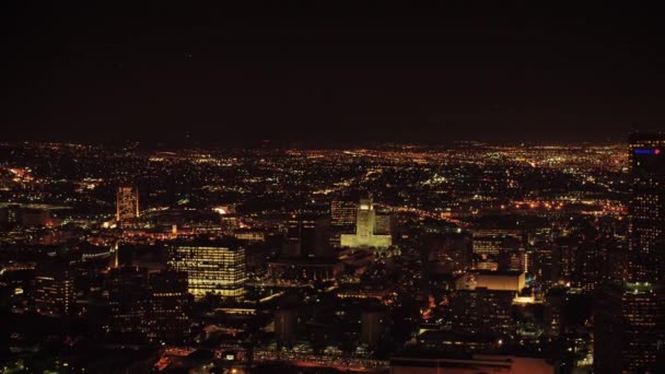 Los Angeles Night Aerial View City Lights California Downtown — Stock Video