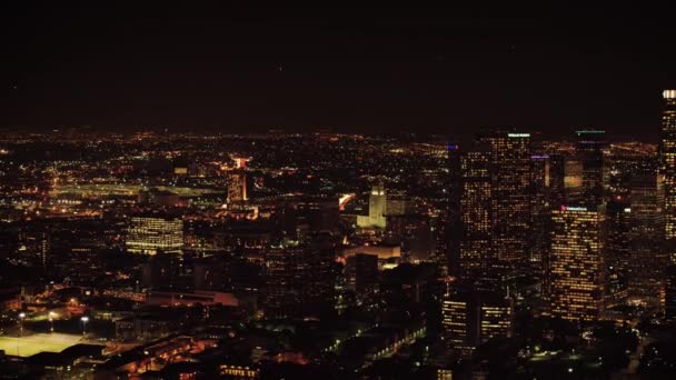 Los Ángeles Noche Vista Aérea California Centro Luces Ciudad — Vídeos de Stock