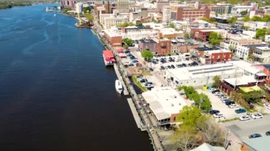 Wilmington, Kuzey Carolina, Cape Fear Nehri, Aerial View, Şehir Merkezi