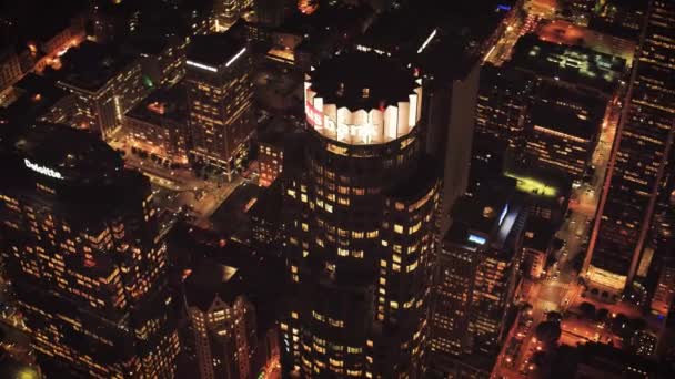 Nocne Los Angeles Widok Powietrza Światła Miejskie Kalifornia Śródmieście — Wideo stockowe