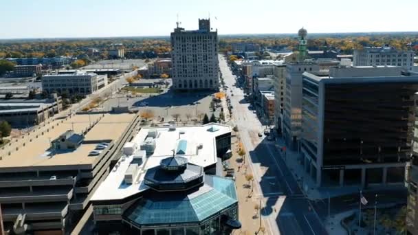 Flint Michigan Widok Powietrza Śródmieście Niesamowity Krajobraz — Wideo stockowe
