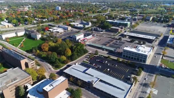 Flint Innenstadt Luftaufnahme Erstaunliche Landschaft Michigan — Stockvideo