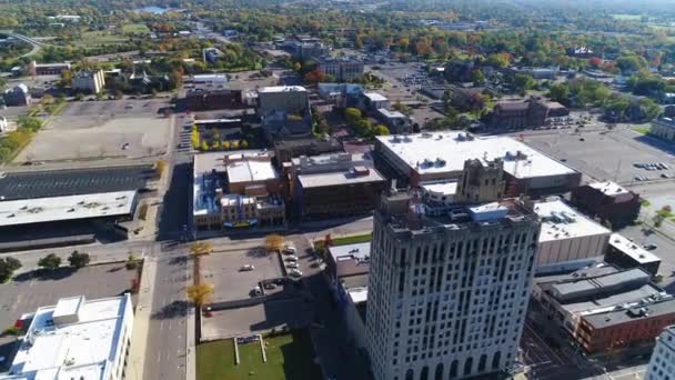 Flint Centro Cidade Michigan Vista Aérea Paisagem Incrível — Vídeo de Stock