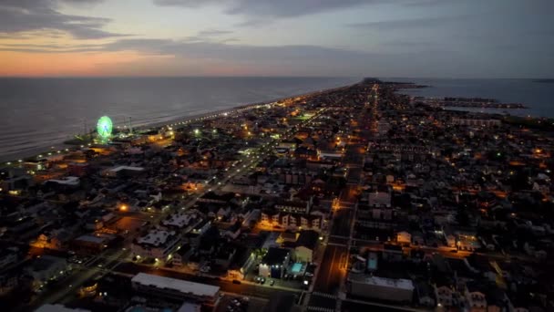 Early Morning Seaside Heights New Jersey Aerial View Atlantic Coast — стокове відео