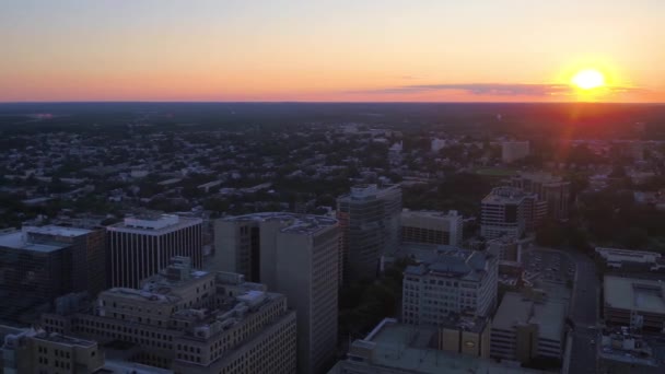 日落笼罩威明顿 特拉华州 空中景观 市中心 — 图库视频影像