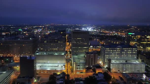 Wilmington Night Delaware Aerial View City Lights Sentrum – stockvideo