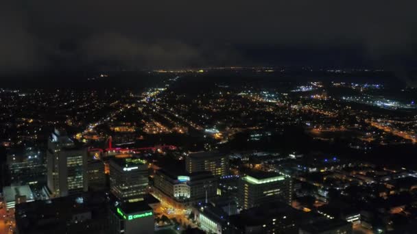 Wilmington Por Noche Delaware Centro Ciudad Luces Ciudad Vista Aérea — Vídeos de Stock
