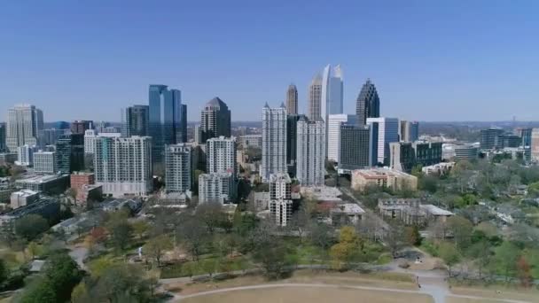 Vuelo Aéreo Sobre Atlanta Centro Georgia Paisaje Urbano Increíble — Vídeo de stock
