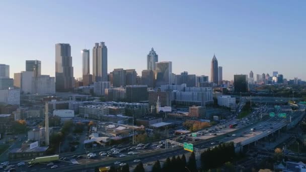 Vuelo Aéreo Sobre Atlanta Georgia Hermoso Paisaje Urbano Centro Ciudad — Vídeos de Stock