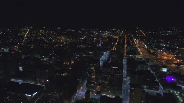 Légi Repülés Éjszaka Baltimore Belváros City Lights Maryland — Stock videók
