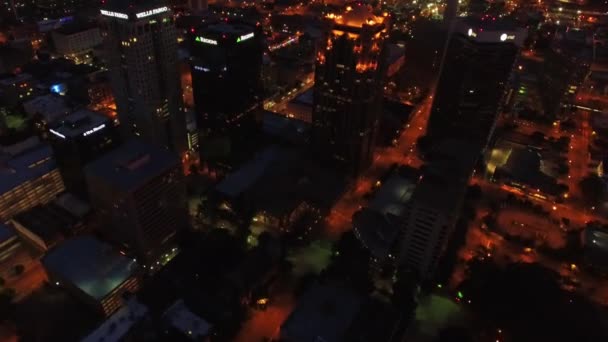 Nachtflug Birmingham Alabama Stadtbeleuchtung Innenstadt — Stockvideo