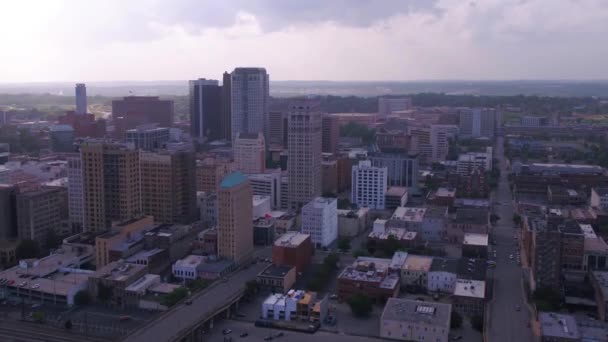 Luftflug Über Birmingham Erstaunliches Stadtbild Alabama Innenstadt — Stockvideo