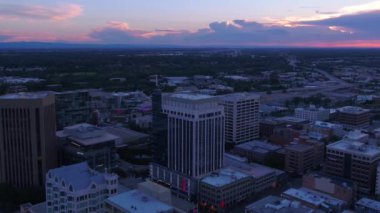 Sunset Over Boise, Idaho, Amazing Cityscape, Downtown, Air Flying