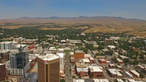 Vuelo Aéreo Sobre Boise Idaho Centro Paisaje Urbano Increíble — Vídeo de stock