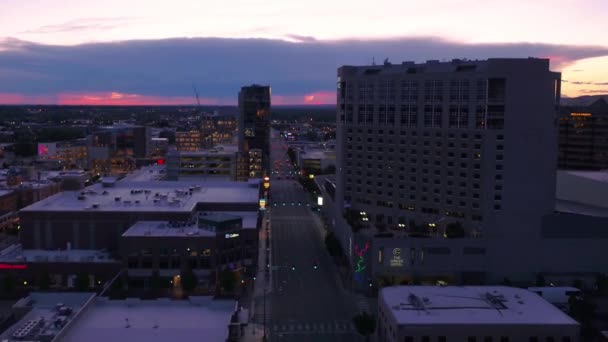 Air Flying Evening Boise Downtown Amazing Cityscape Idaho — Stock video