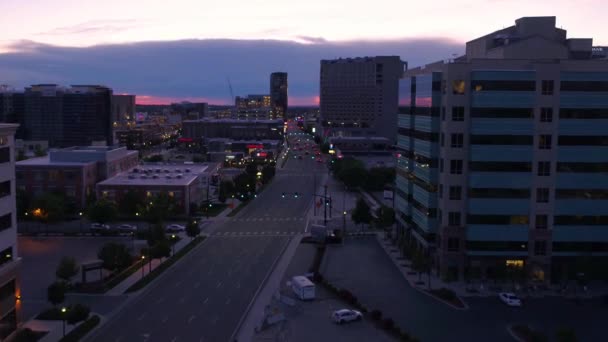 Air Flying Evening Boise Amazing Cityscape Idaho Downtown — Stock video