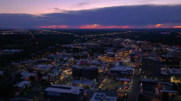 Aerial Flying Night Boise Beautiful Cityscape Κέντρο Αϊντάχο — Αρχείο Βίντεο