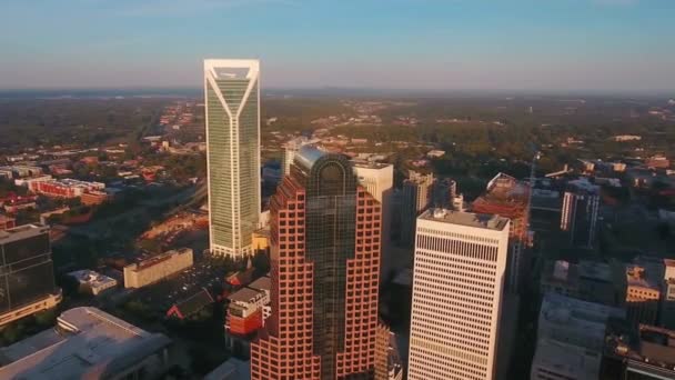 Aerial Flying Charlotte North Carolina Beautiful Cityscape Downtown — Vídeo de Stock