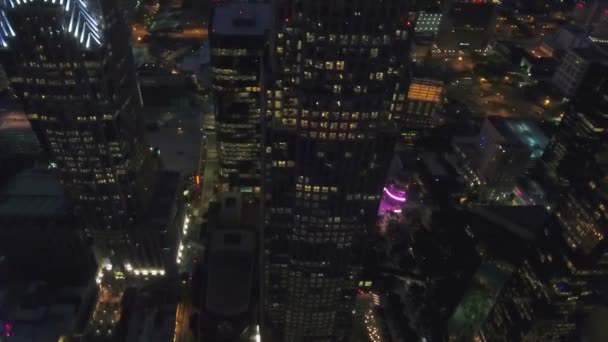 Aerial Flying Night Charlotte North Carolina Downtown Amazing Cityscape — Stockvideo
