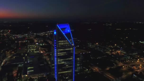 Aerial Flying Night Charlotte North Carolina Amazing Cityscape Downtown — Vídeo de Stock