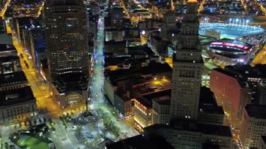 Gece Havadan Uçan Cleveland, İnanılmaz Şehir, Şehir Merkezi, Ohio