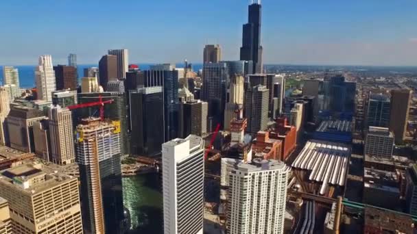 Vuelo Aéreo Sobre Chicago Illinois Paisaje Urbano Increíble Centro Ciudad — Vídeo de stock