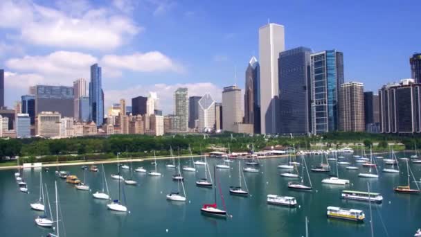 空中飞越芝加哥 伊利诺伊州 密歇根湖下城 — 图库视频影像