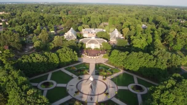 Aerial Flying Columbus Ohio Franklin Park Botanical Gardens — Video Stock