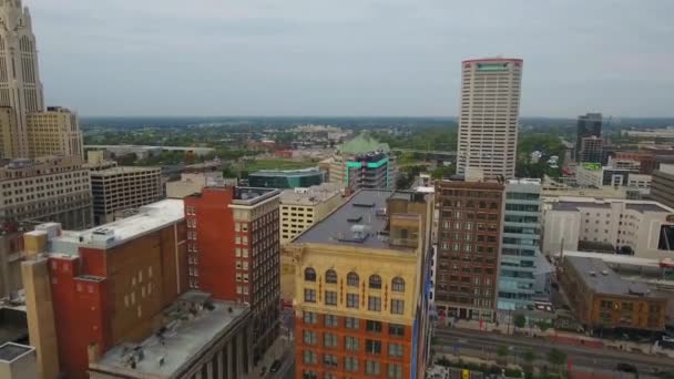 Vuelo Aéreo Sobre Columbus Centro Ciudad Increíble Paisaje Urbano Ohio — Vídeo de stock