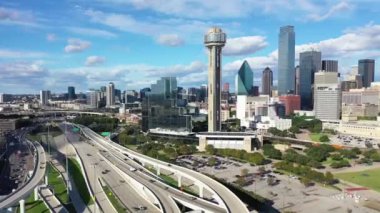 Dallas, Texas, Downtown üzerinde uçan hava, güzel şehir manzarası