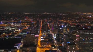 Gece Uçan Havadan Denver, İnanılmaz Şehir, Colorado, Şehir Merkezi