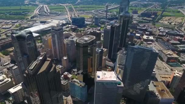 Vuelo Aéreo Sobre Dallas Texas Paisaje Urbano Increíble Centro Ciudad — Vídeo de stock