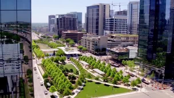 Vuelo Aéreo Sobre Dallas Centro Texas Increíble Paisaje Urbano — Vídeo de stock