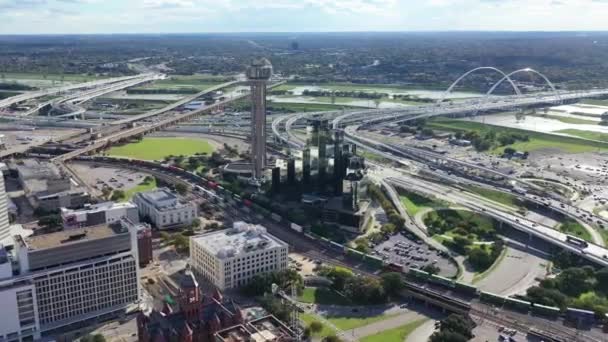 Dallas Teksas Üzerinde Uçan Hava Güzel Şehir Manzarası — Stok video