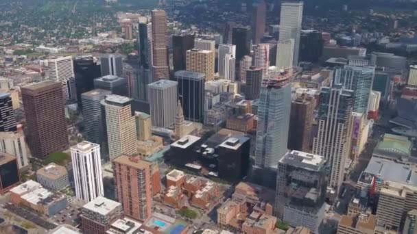 Vuelo Aéreo Sobre Denver Centro Increíble Paisaje Urbano Colorado — Vídeo de stock